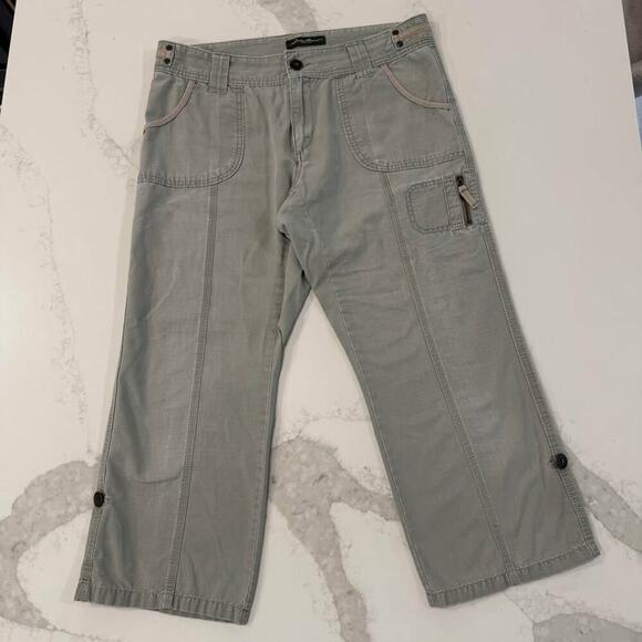 Eddie Bauer Blakely Fit Cropped Cargo Capri Utility Pants Women's 8 Sage Green - Picture 1 of 10